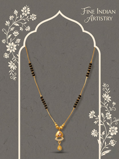 Gold-Toned Stone Studded Mangalsutra Necklace for Women