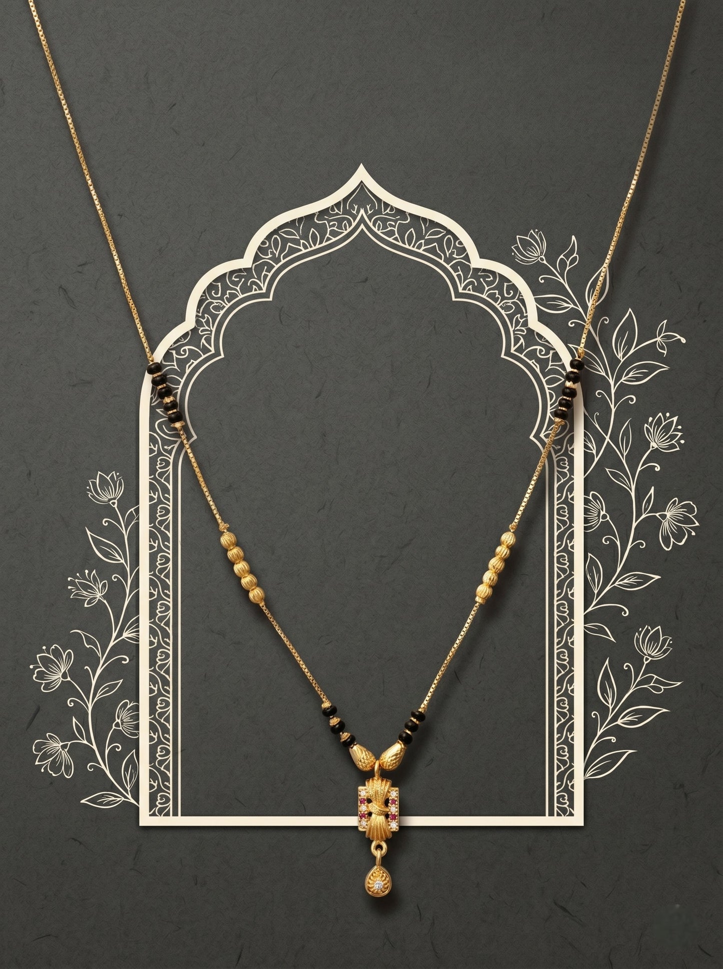 Gold-Toned Stone Studded Mangalsutra Necklace for Women