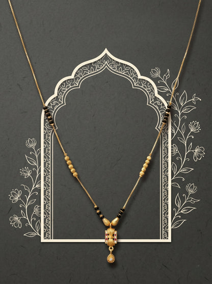 Gold-Toned Stone Studded Mangalsutra Necklace for Women