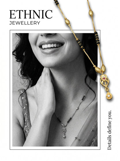 Gold-Toned Stone Studded Mangalsutra Necklace for Women
