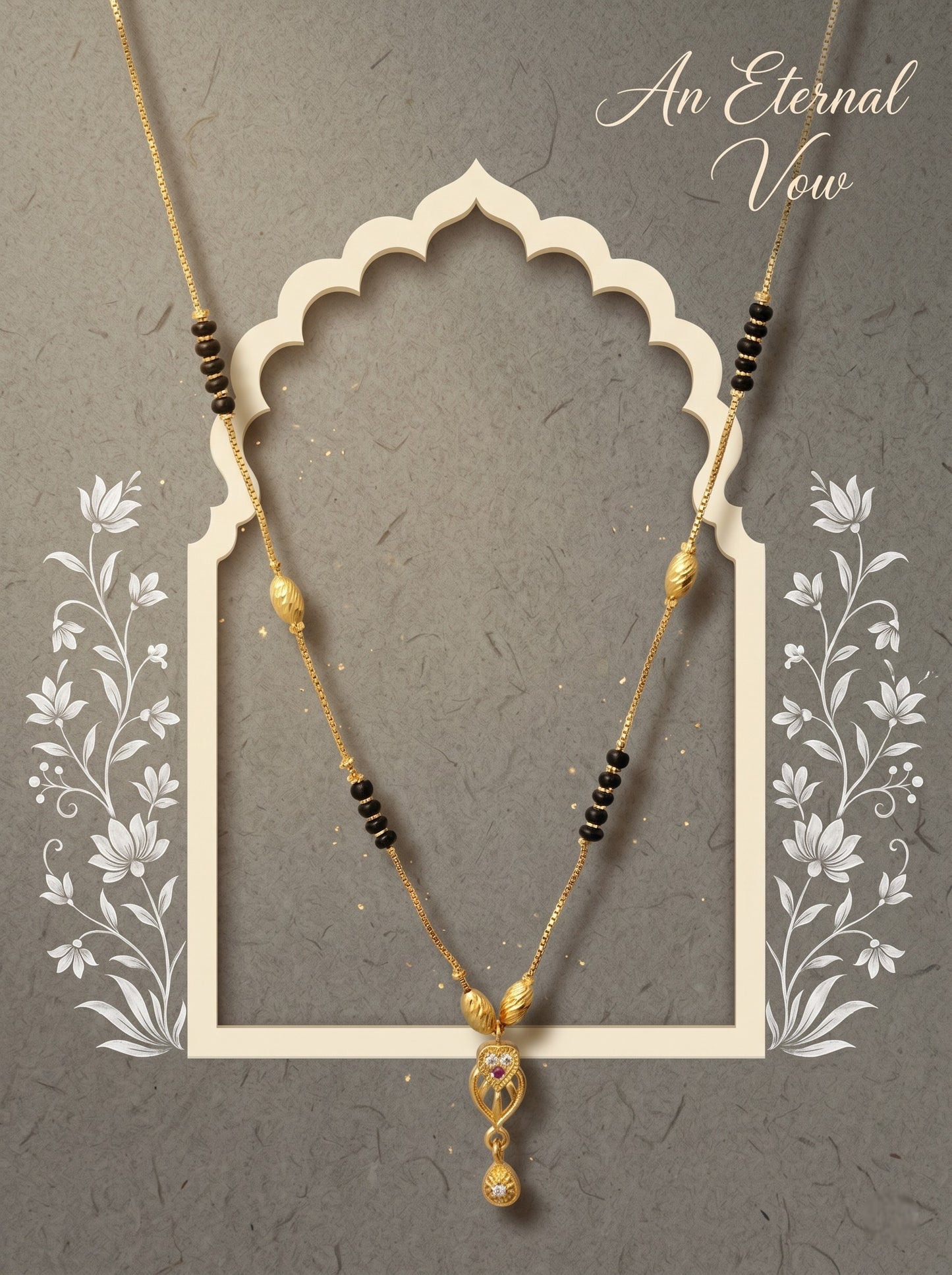 Gold-Toned Stone Studded Mangalsutra Necklace for Women