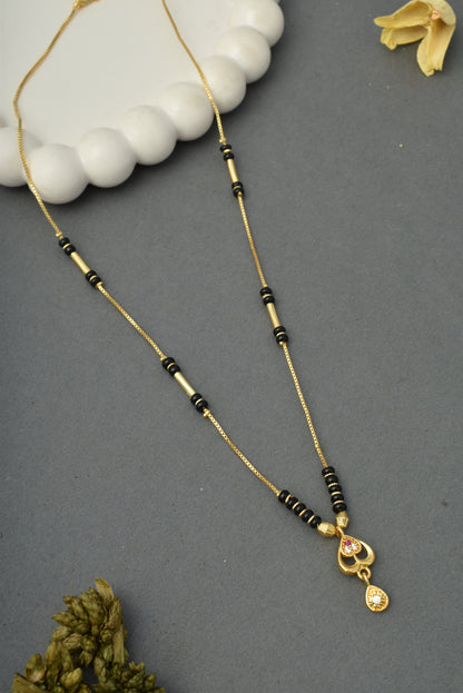 Gold-Toned Stone Studded Mangalsutra Necklace for Women