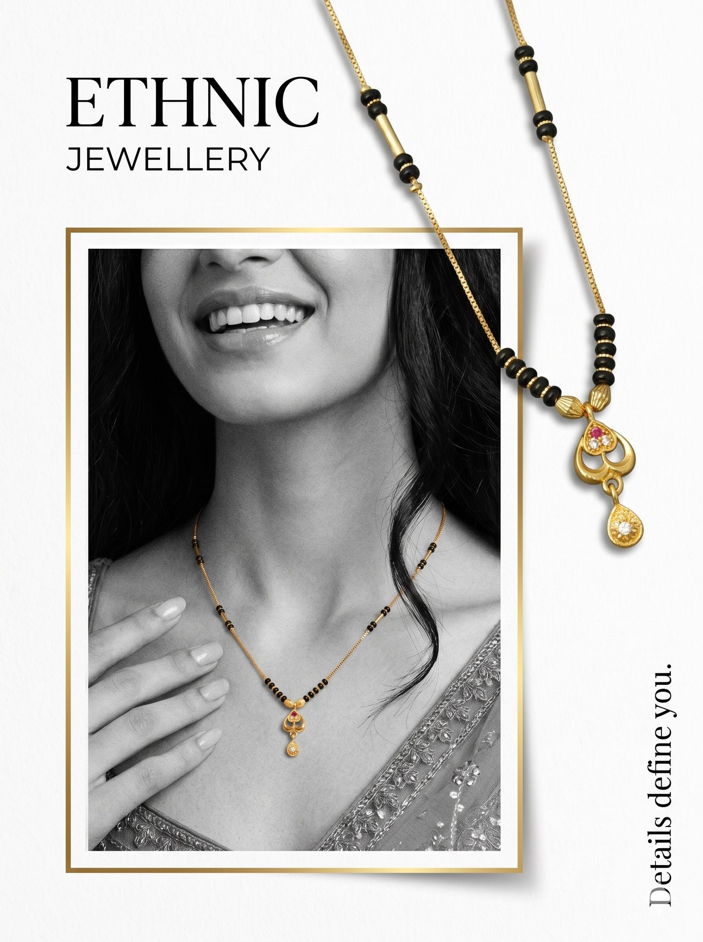 Gold-Toned Stone Studded Mangalsutra Necklace for Women