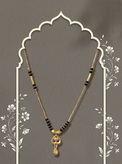 Gold-Toned Stone Studded Mangalsutra Necklace for Women