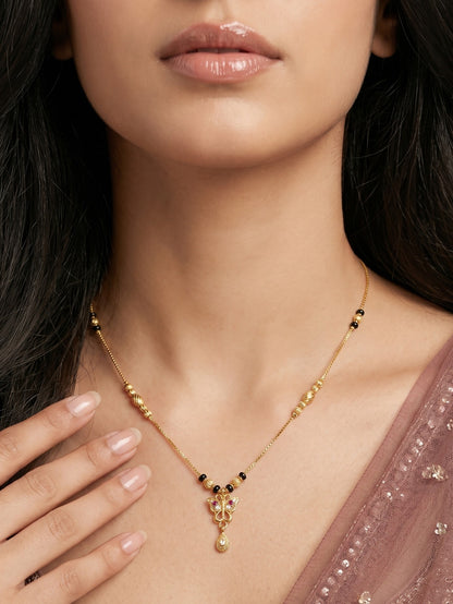 Gold-Toned Stone Studded Mangalsutra Necklace for Women