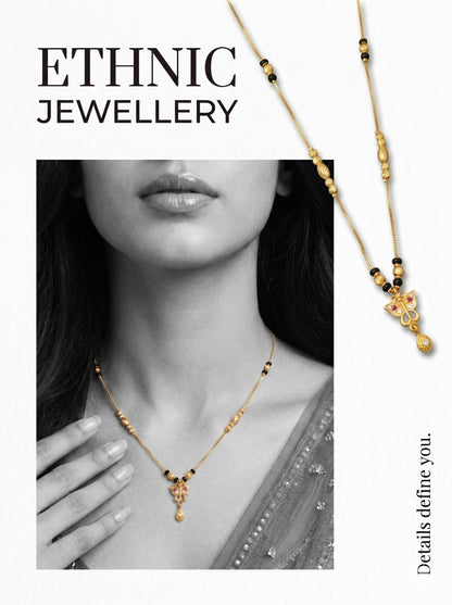 Gold-Toned Stone Studded Mangalsutra Necklace for Women