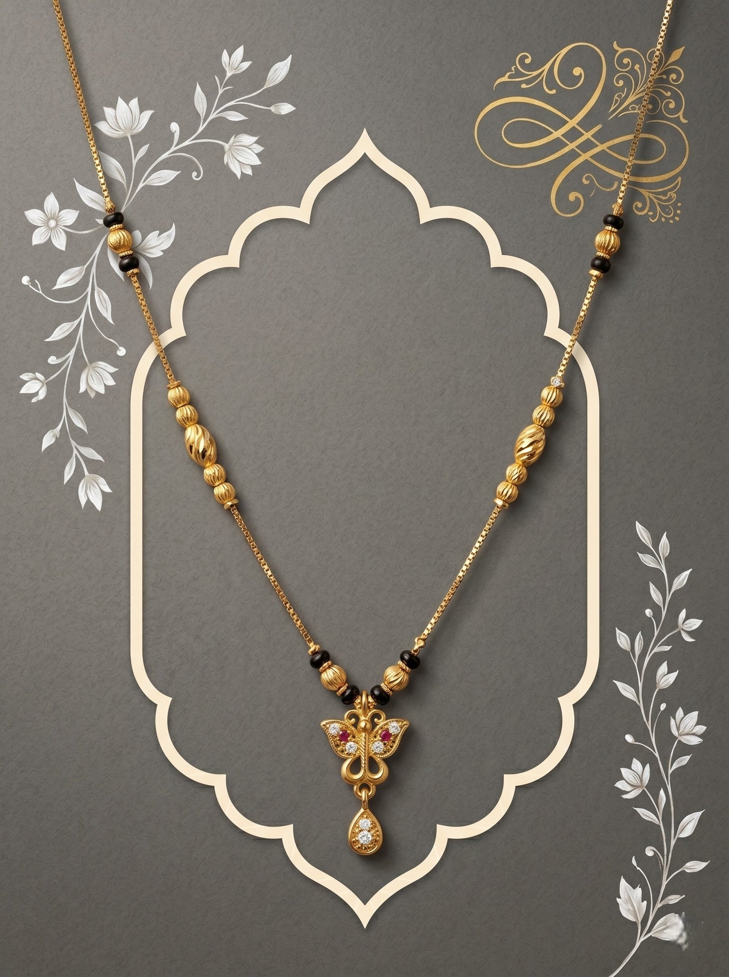 Gold-Toned Stone Studded Mangalsutra Necklace for Women