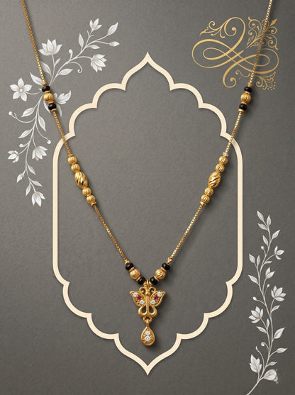 Gold-Toned Stone Studded Mangalsutra Necklace for Women