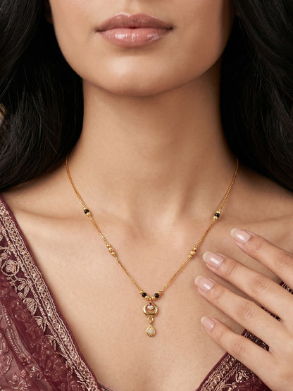 Gold-Toned Stone Studded Mangalsutra Necklace for Women
