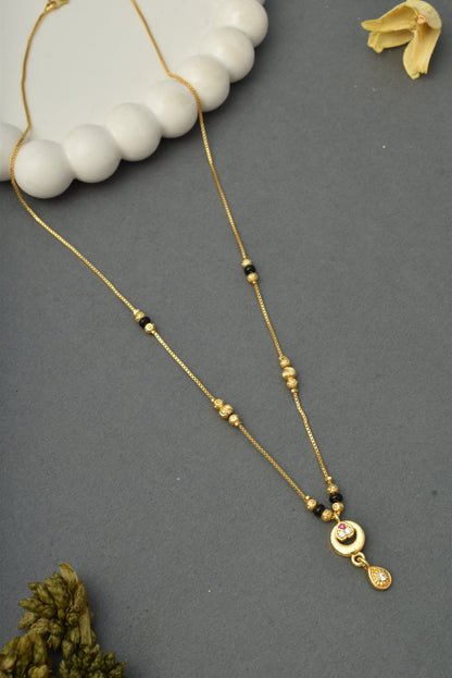 Gold-Toned Stone Studded Mangalsutra Necklace for Women