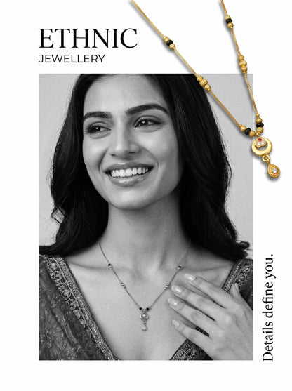 Gold-Toned Stone Studded Mangalsutra Necklace for Women