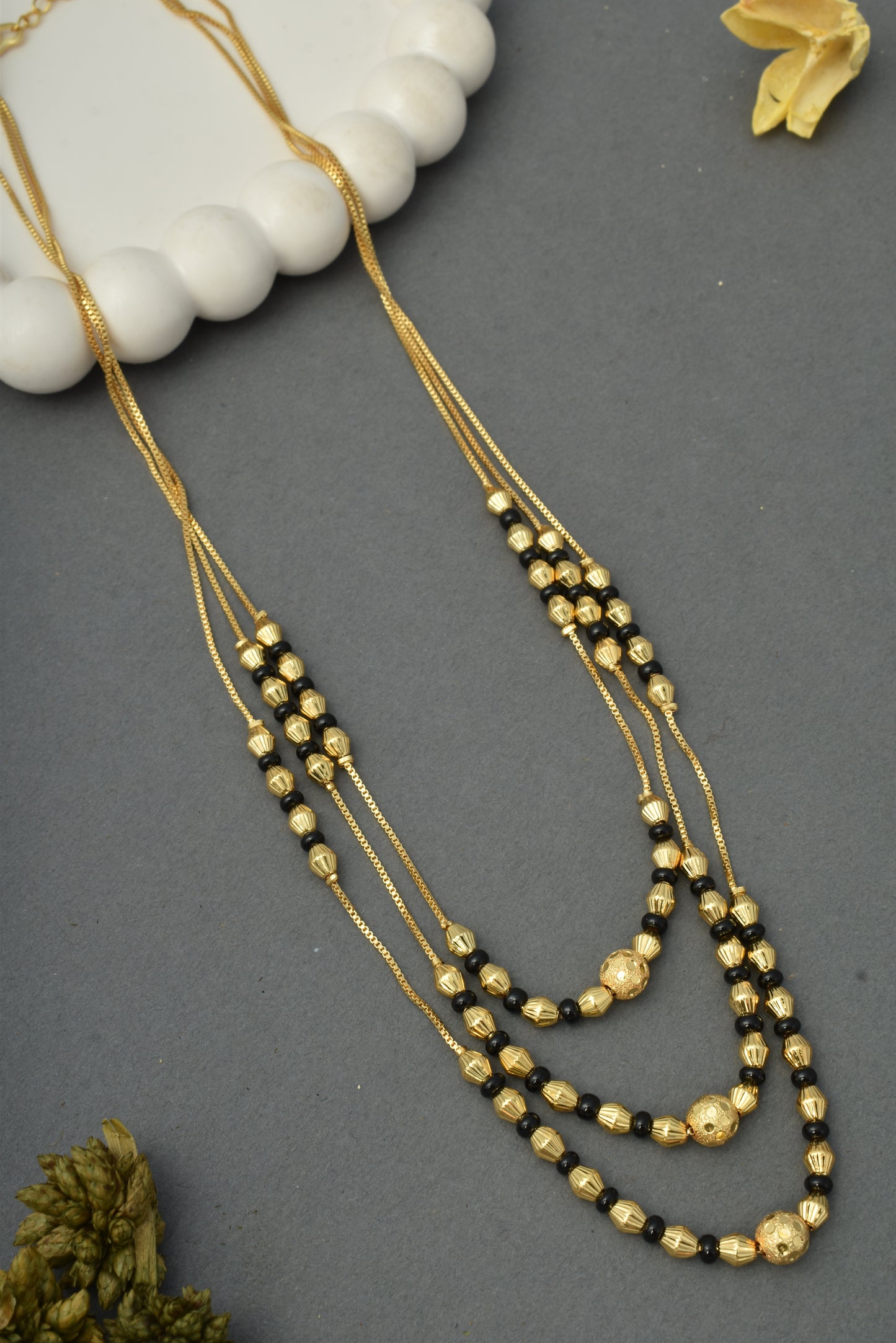 Gold-Toned Stone Studded Mangalsutra Necklace for Women