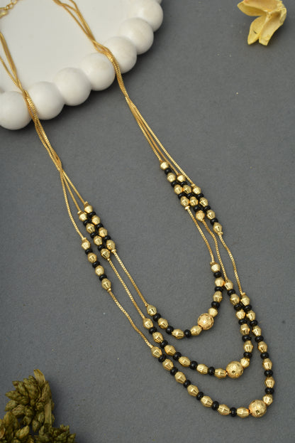 Gold-Toned Stone Studded Mangalsutra Necklace for Women
