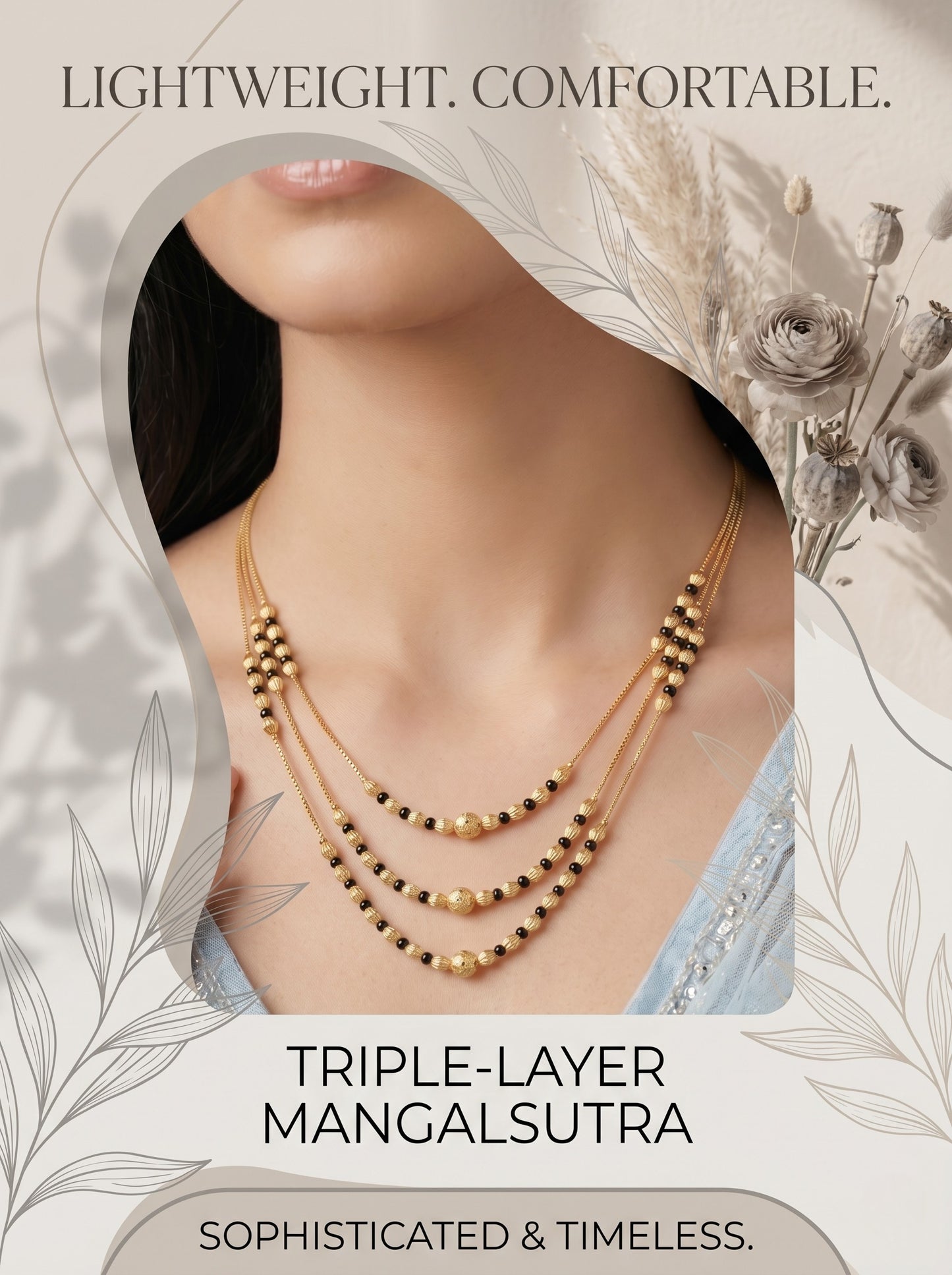 Gold-Toned Stone Studded Mangalsutra Necklace for Women