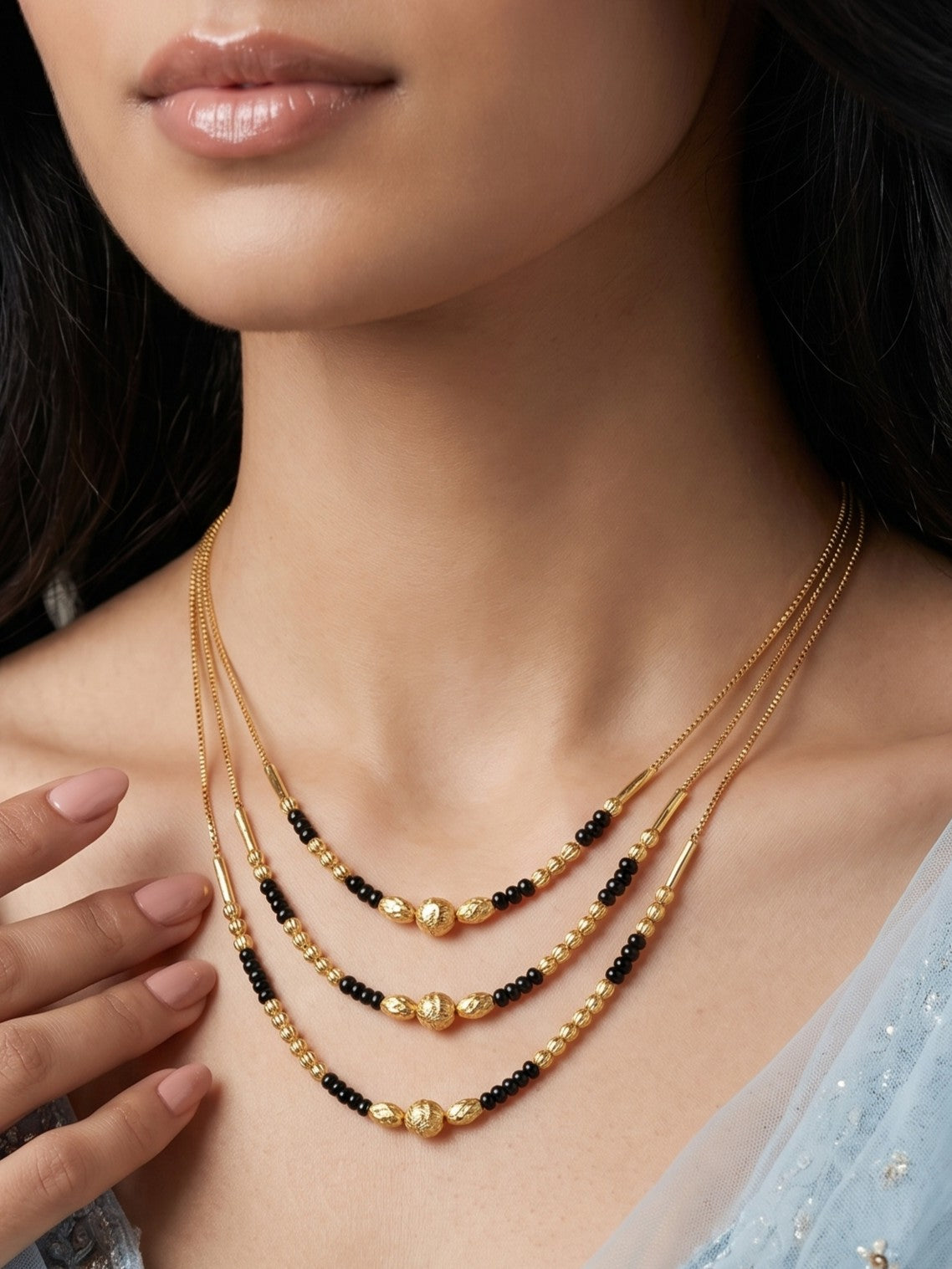 Gold-Toned Stone Studded Mangalsutra Necklace for Women