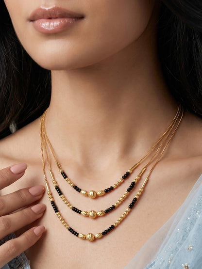 Gold-Toned Stone Studded Mangalsutra Necklace for Women