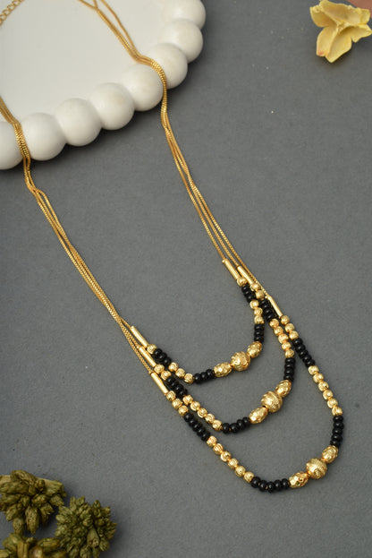 Gold-Toned Stone Studded Mangalsutra Necklace for Women