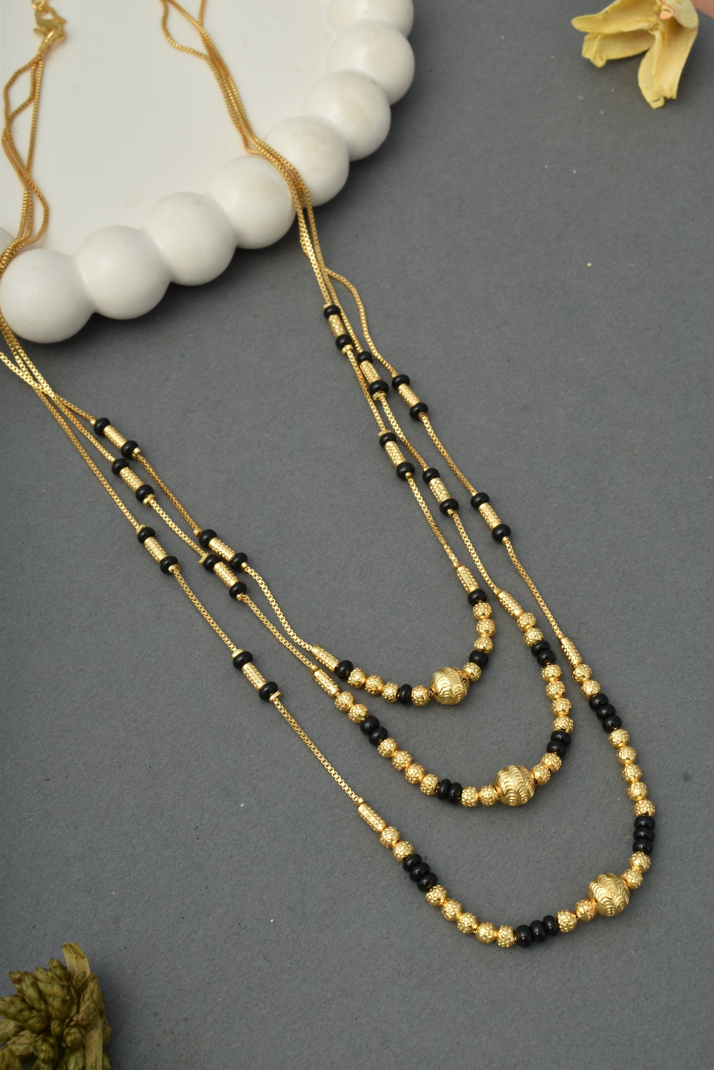Gold-Toned Stone Studded Mangalsutra Necklace for Women