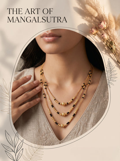 Gold-Toned Stone Studded Mangalsutra Necklace for Women