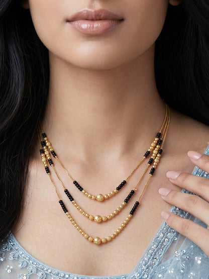 Gold-Toned Stone Studded Mangalsutra Necklace for Women