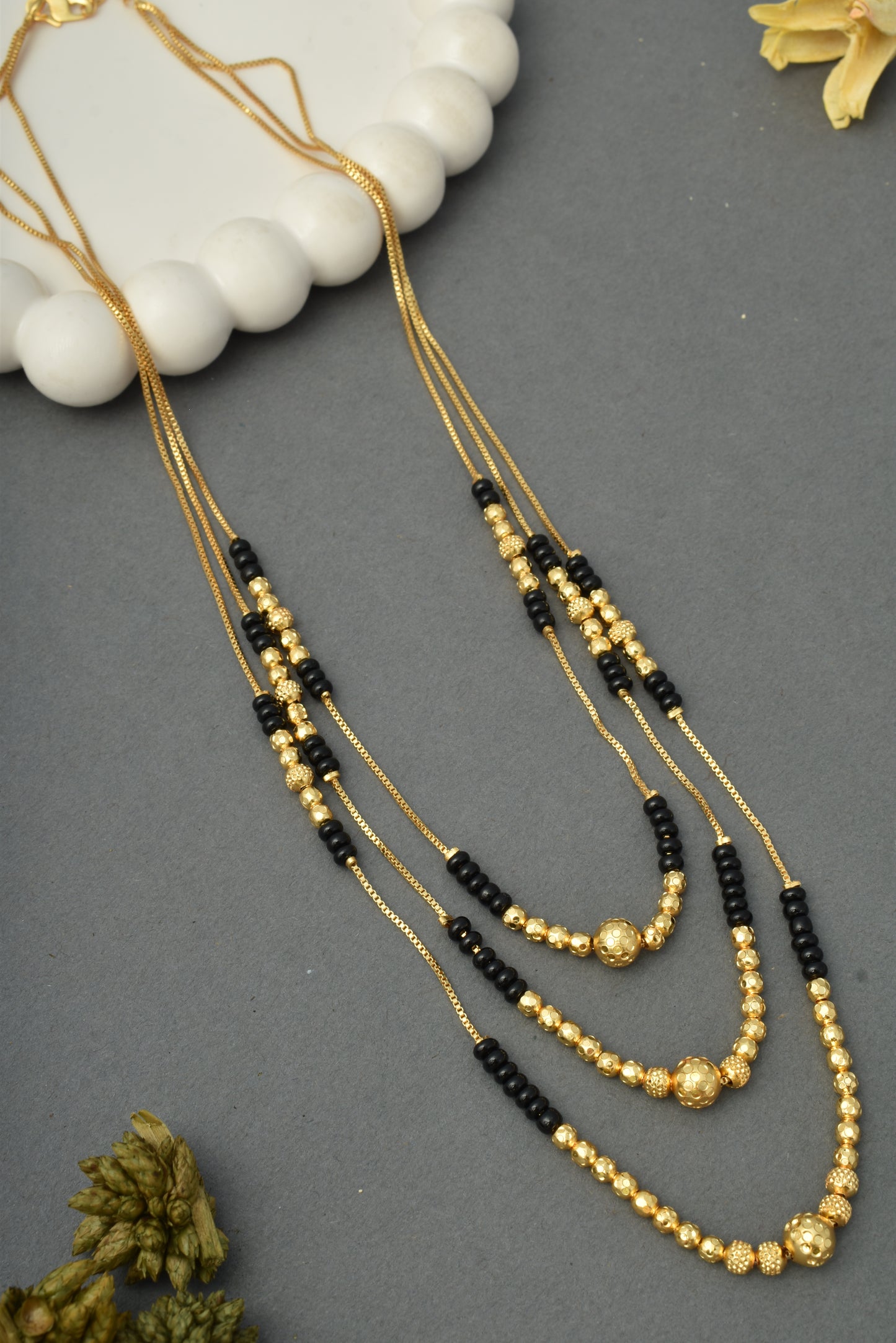 Gold-Toned Stone Studded Mangalsutra Necklace for Women