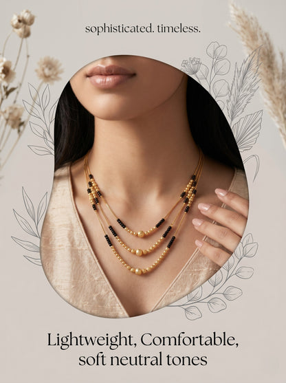 Gold-Toned Stone Studded Mangalsutra Necklace for Women