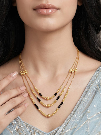 Gold-Toned Stone Studded Mangalsutra Necklace for Women