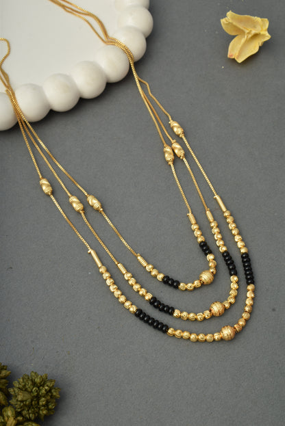 Gold-Toned Stone Studded Mangalsutra Necklace for Women