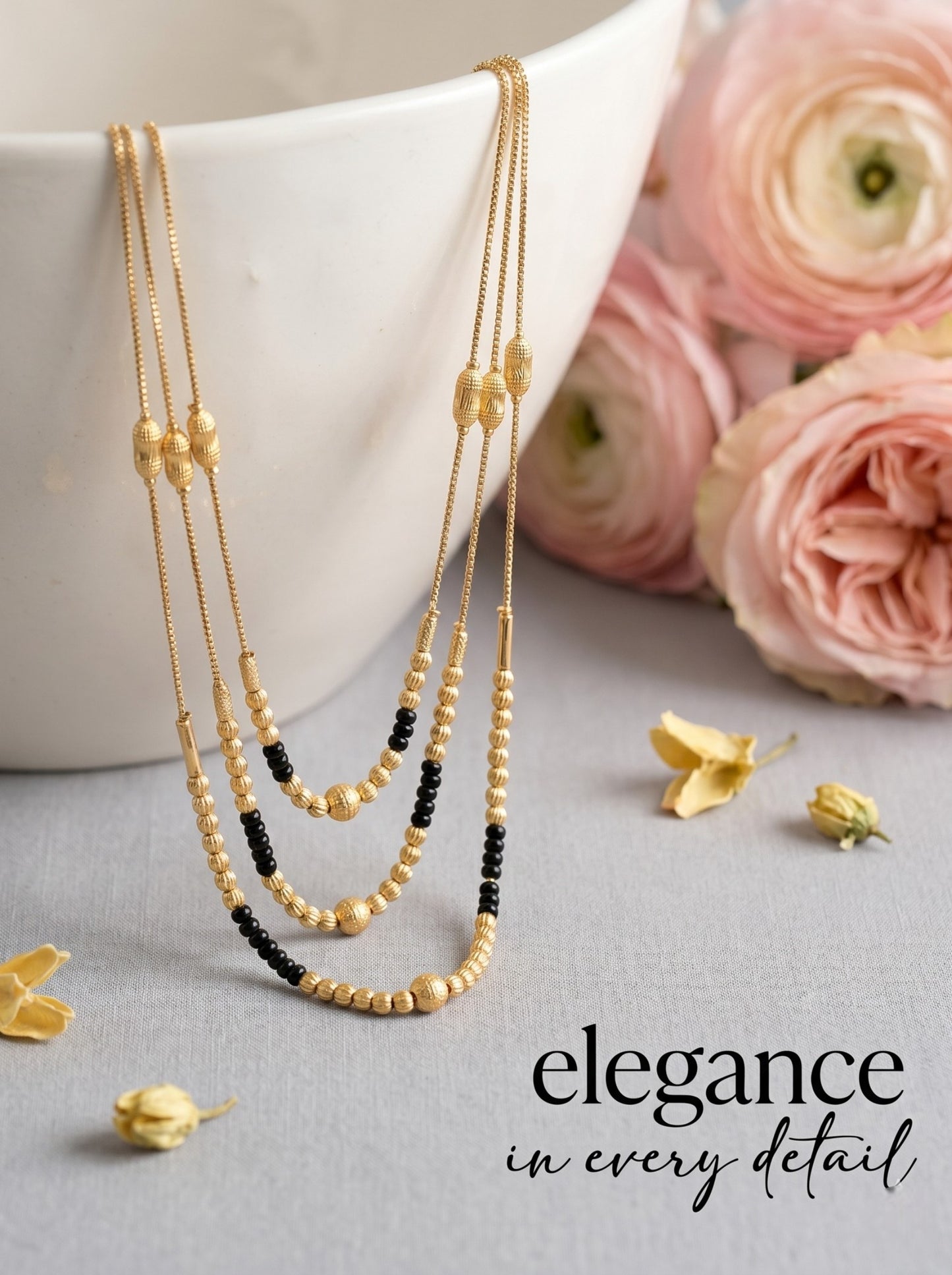 Gold-Toned Stone Studded Mangalsutra Necklace for Women