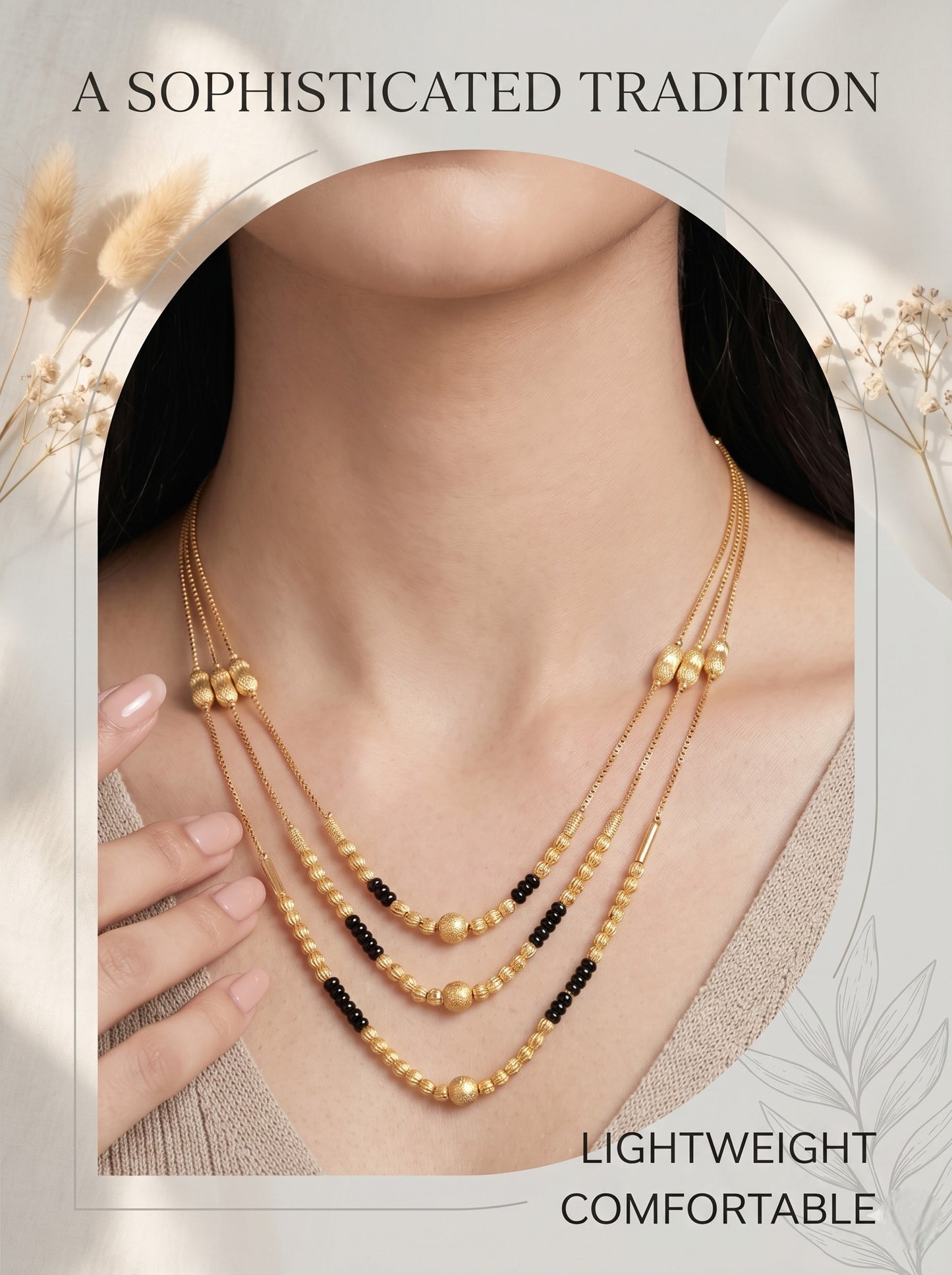 Gold-Toned Stone Studded Mangalsutra Necklace for Women