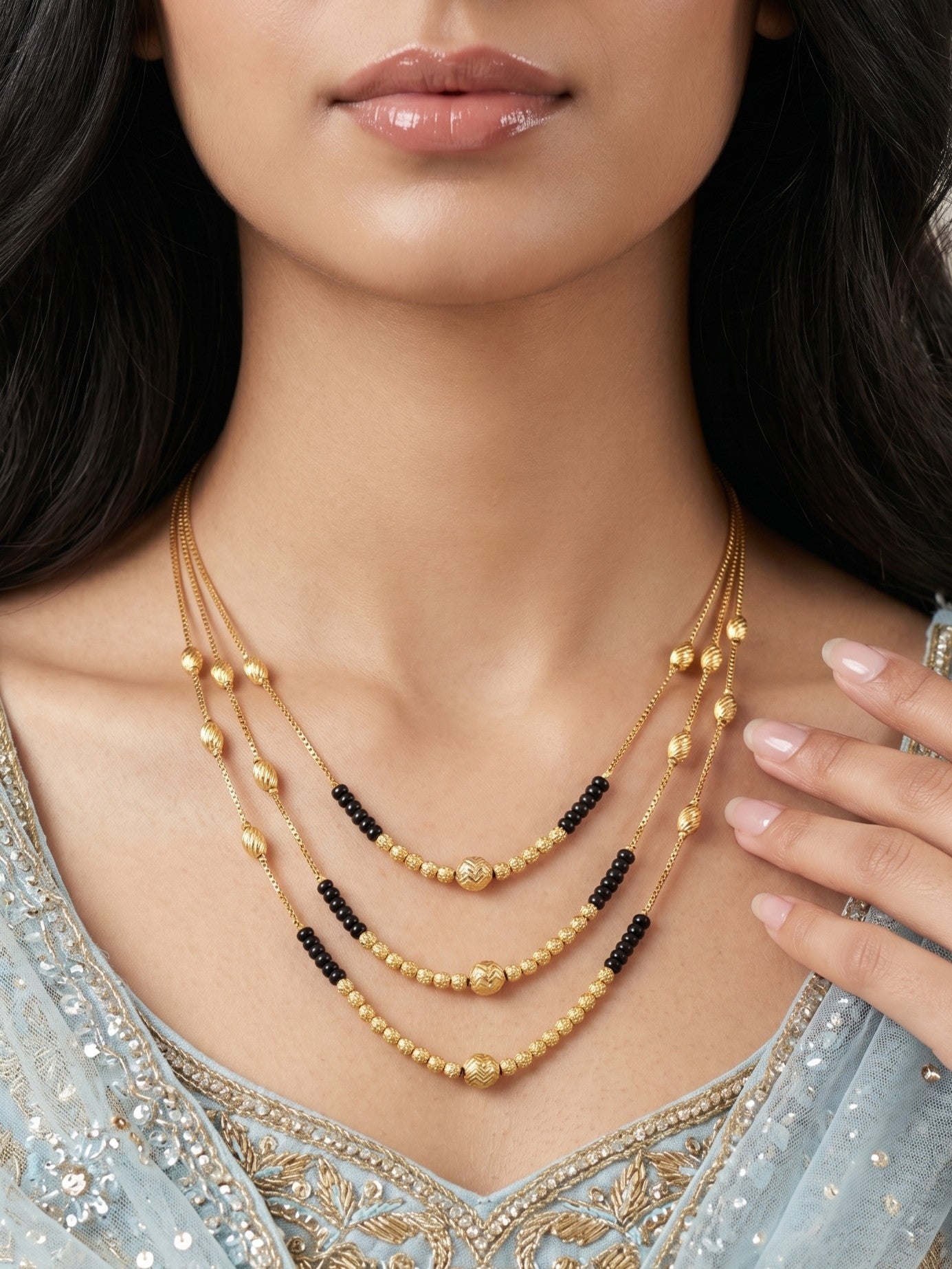 Gold-Toned Stone Studded Mangalsutra Necklace for Women