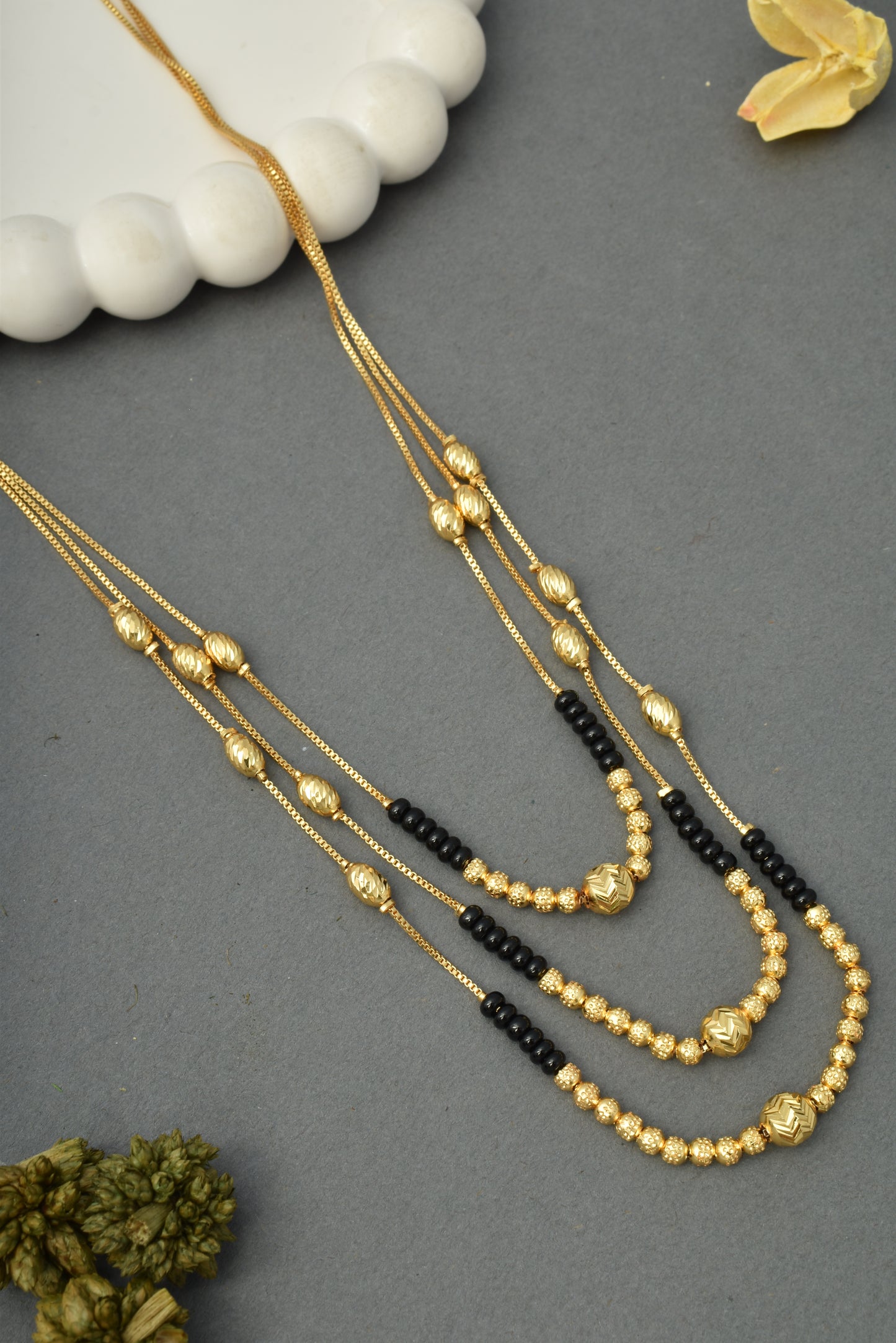 Gold-Toned Stone Studded Mangalsutra Necklace for Women