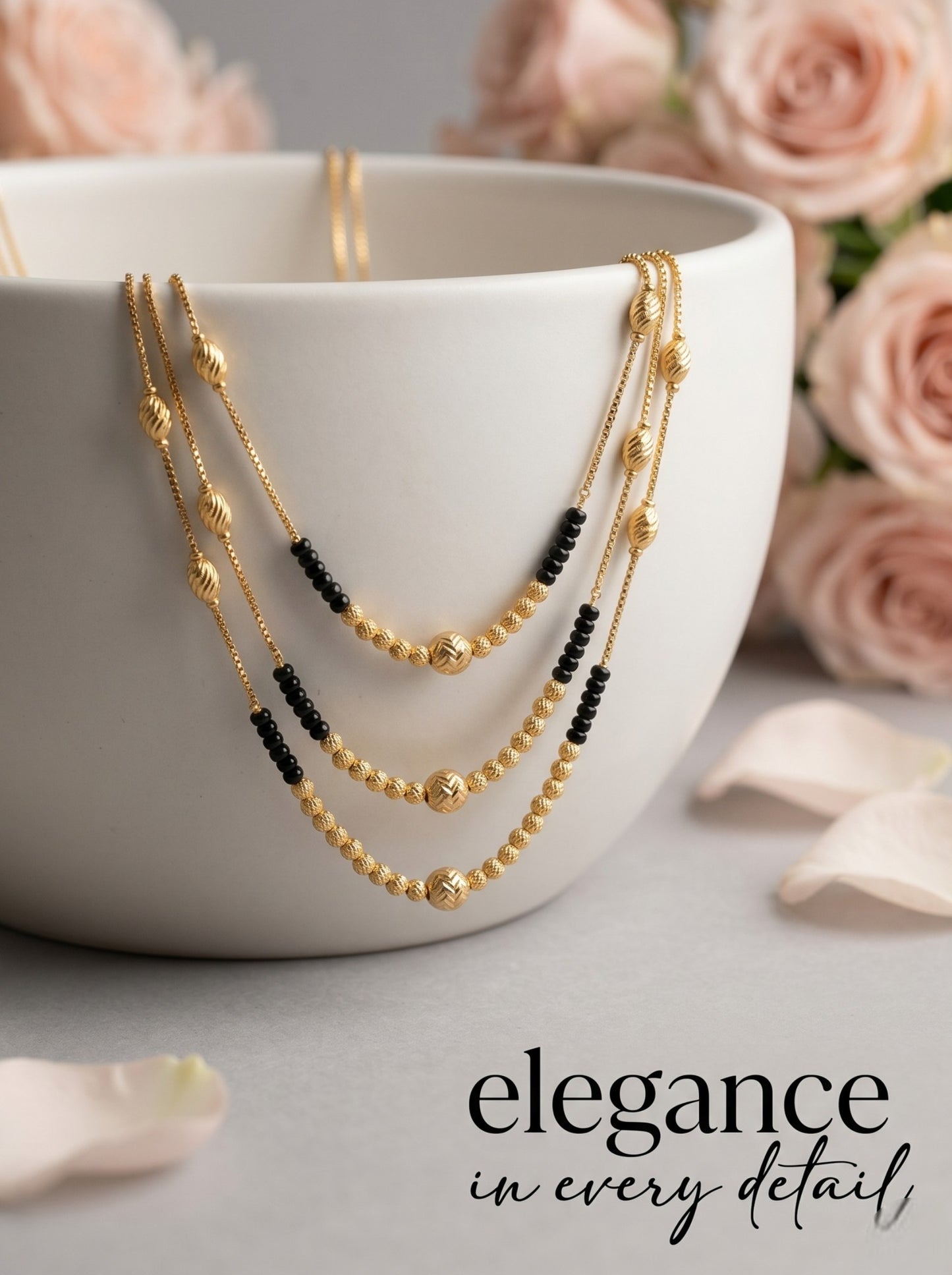 Gold-Toned Stone Studded Mangalsutra Necklace for Women
