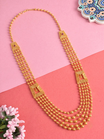 Traditional Multistrand Gold Plated Necklace for Women