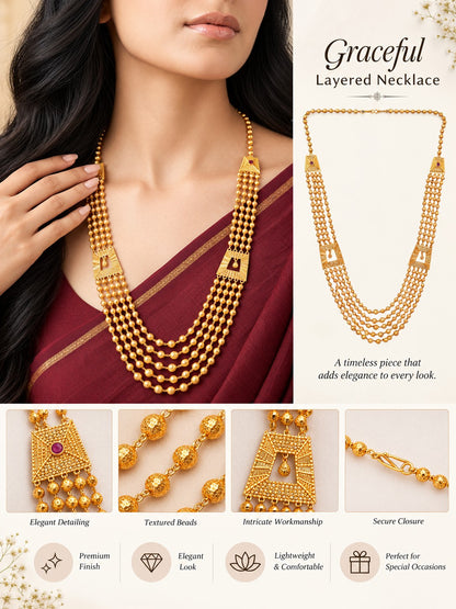 Traditional Multistrand Gold Plated Necklace for Women