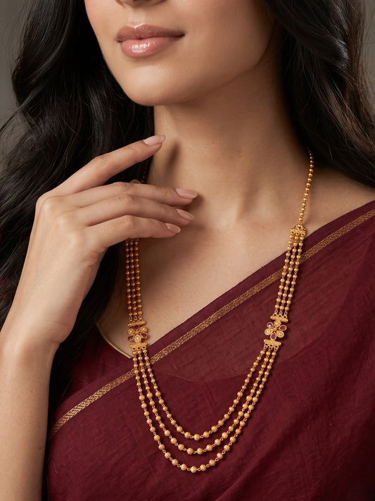 Stylish Gold-Plated Layered Stone Necklace for Women