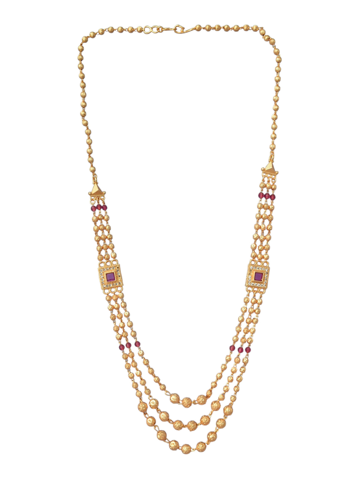 Gold Plated AD Studded Layered Necklace for Women