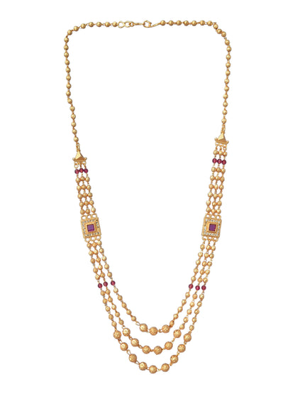 Gold Plated AD Studded Layered Necklace for Women