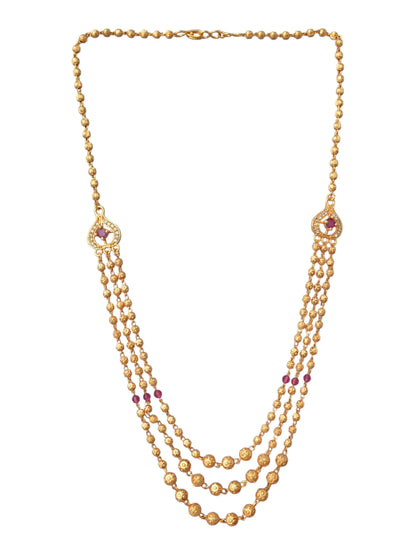 Gold Plated AD Studded Layered Necklace for Women