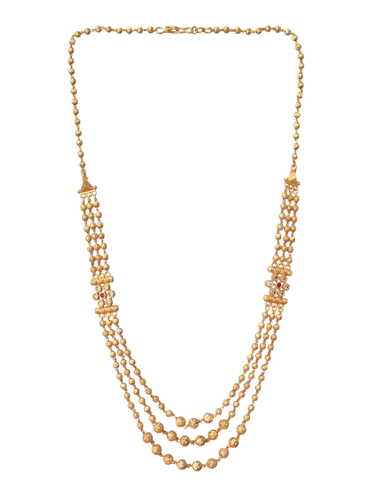 Gold Plated AD Studded Layered Necklace for Women