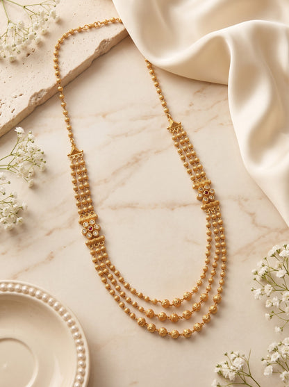 Gold Plated AD Studded Layered Necklace for Women