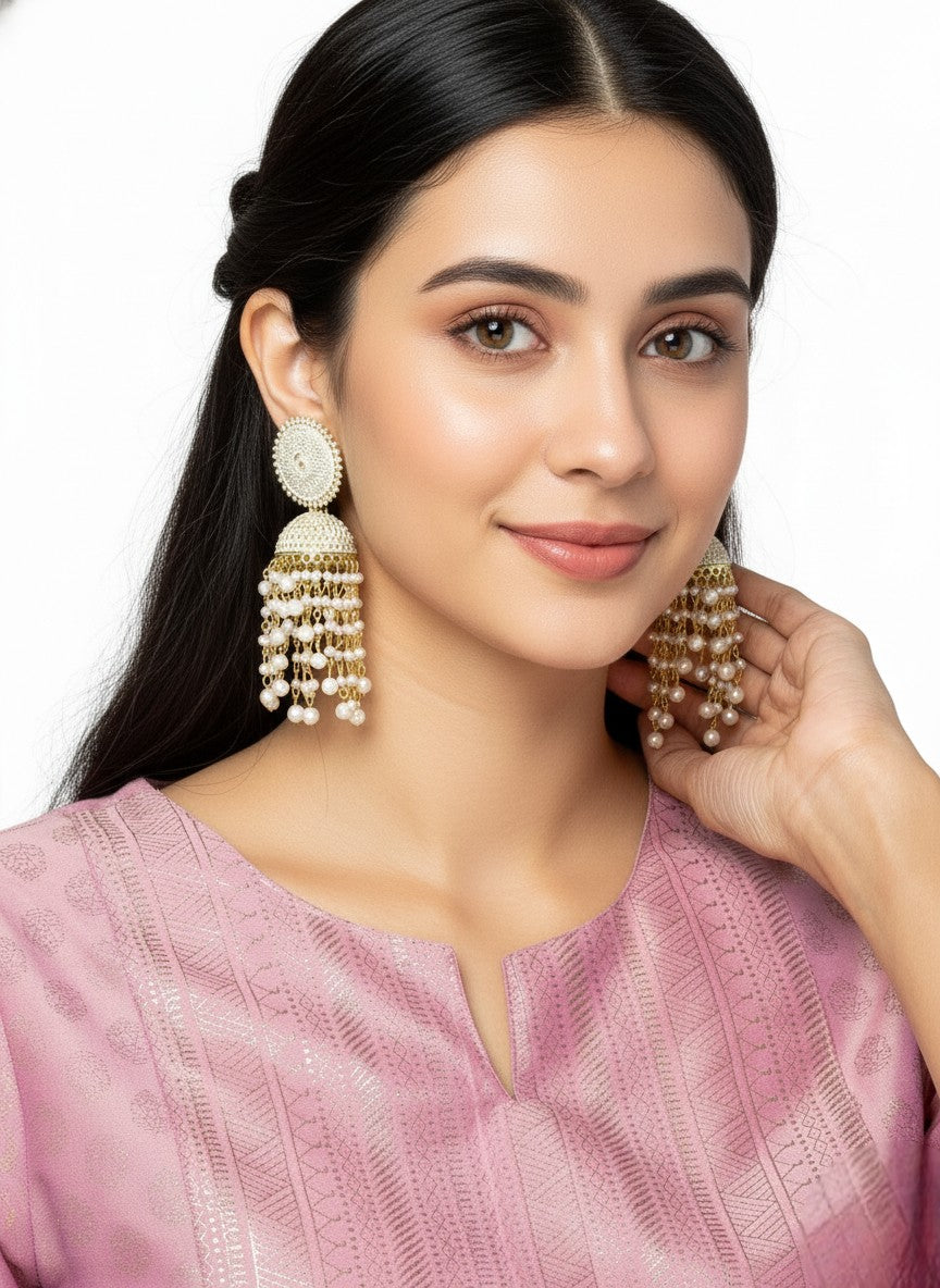 kundan jhumka,meenakari earrings,kahmiri earring,chandbali,chandelier earrings, dome jhumkas,pearl cluster jhumka, long earrings,heavy earrings,big earrings,designer earrings,latest design,new design