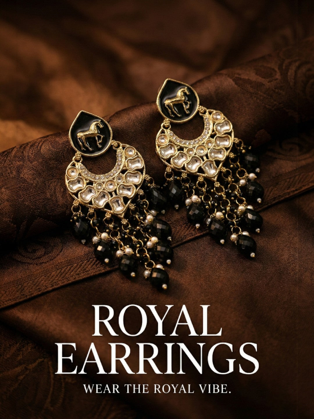 Meira Jewellery Gold Plated Traditional Kundan Drop Earrings for Women, Statement Chandbali Style Earrings with Stone Work and Beaded Dangling Drops, Festive Wedding Party Long Dangler Earrings-01