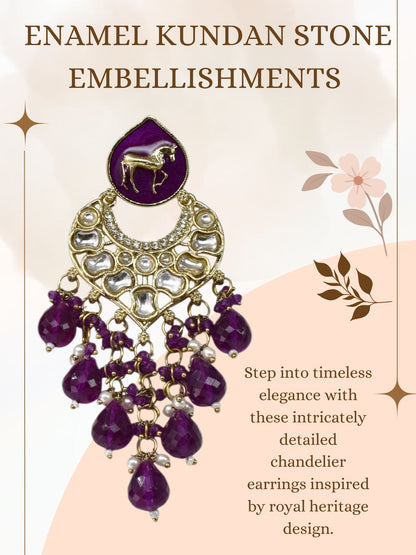 Meira Jewellery Gold Plated Traditional Kundan Drop Earrings for Women, Statement Chandbali Style Earrings with Stone Work and Beaded Dangling Drops, Festive Wedding Party Long Dangler Earrings-07