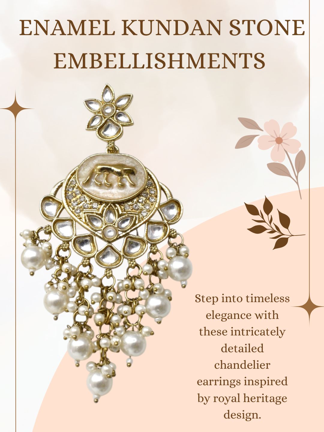 Meira Jewellery Gold Plated Traditional Kundan Drop Earrings for Women, Statement Chandbali Style Earrings with Stone Work and Beaded Dangling Drops, Festive Wedding Party Long Dangler Earrings-09