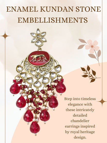 Meira Jewellery Gold Plated Traditional Kundan Drop Earrings for Women, Statement Chandbali Style Earrings with Stone Work and Beaded Dangling Drops, Festive Wedding Party Long Dangler Earrings-11