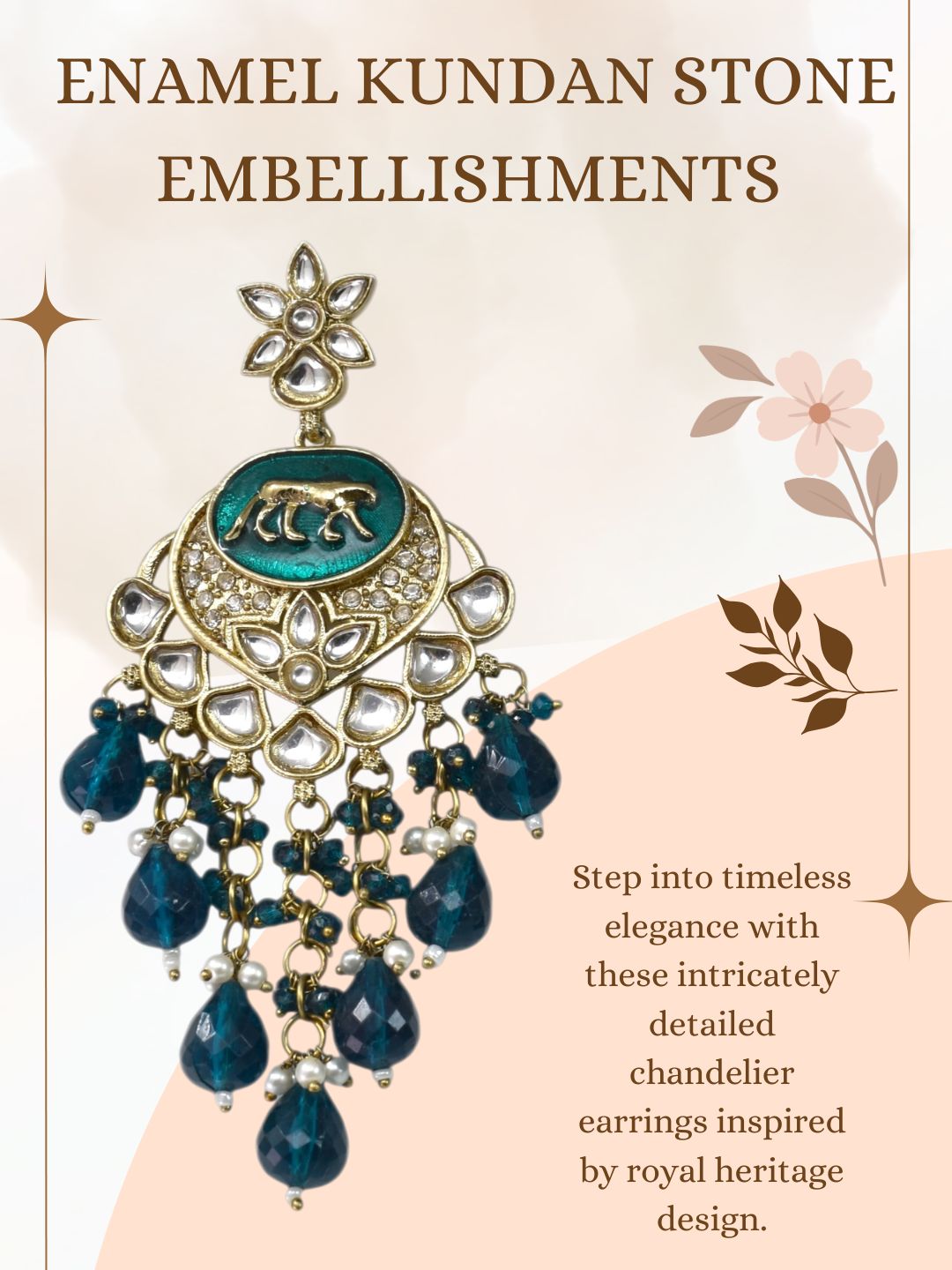 Meira Jewellery Gold Plated Traditional Kundan Drop Earrings for Women, Statement Chandbali Style Earrings with Stone Work and Beaded Dangling Drops, Festive Wedding Party Long Dangler Earrings-12