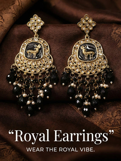 Meira Jewellery Gold Plated Traditional Kundan Drop Earrings for Women, Statement Chandbali Style Earrings with Stone Work and Beaded Dangling Drops, Festive Wedding Party Long Dangler Earrings-14