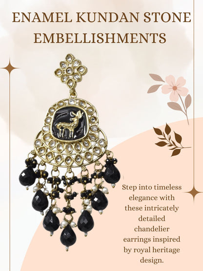 Meira Jewellery Gold Plated Traditional Kundan Drop Earrings for Women, Statement Chandbali Style Earrings with Stone Work and Beaded Dangling Drops, Festive Wedding Party Long Dangler Earrings-14