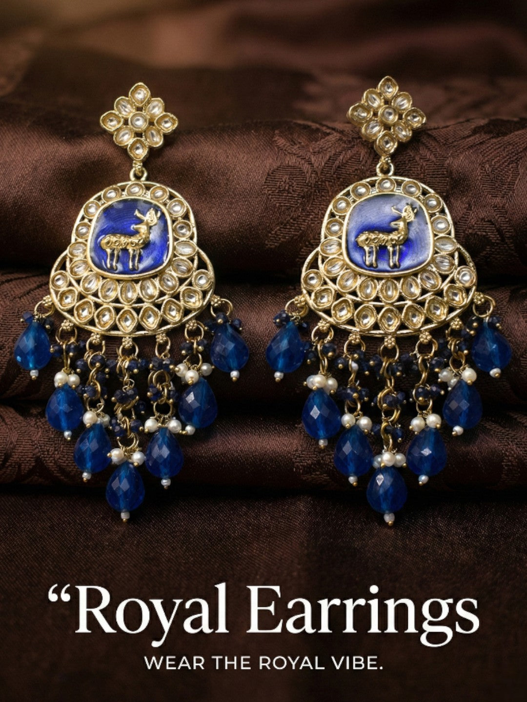 Meira Jewellery Gold Plated Traditional Kundan Drop Earrings for Women, Statement Chandbali Style Earrings with Stone Work and Beaded Dangling Drops, Festive Wedding Party Long Dangler Earrings-15